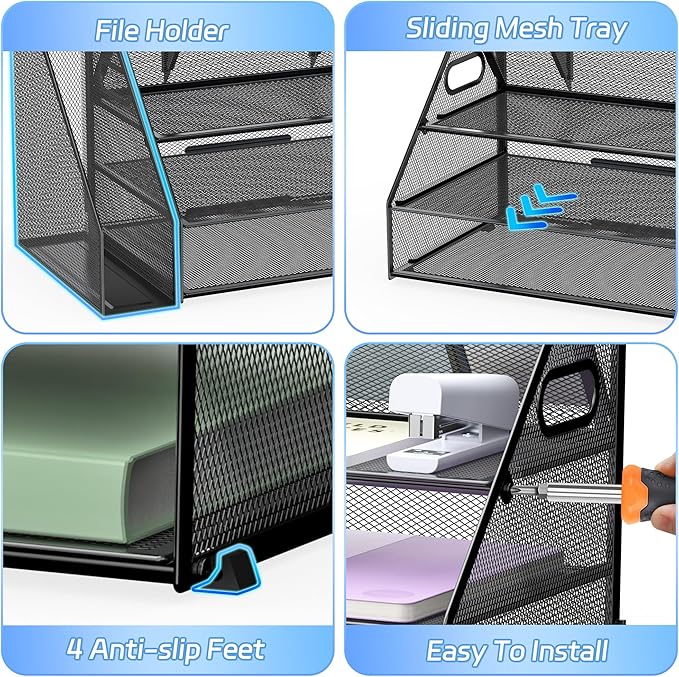 Docnest 3 Tier Metal Mesh Desk Organizer - Image 5