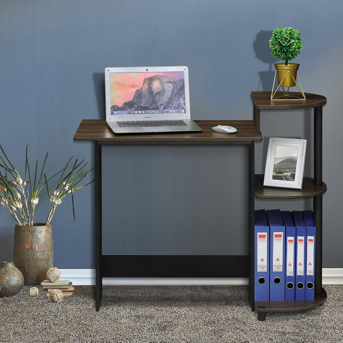 Furinno COMPACT Desk, 28.5" Wide Gaming Desk with Shelves, Computer Desk...