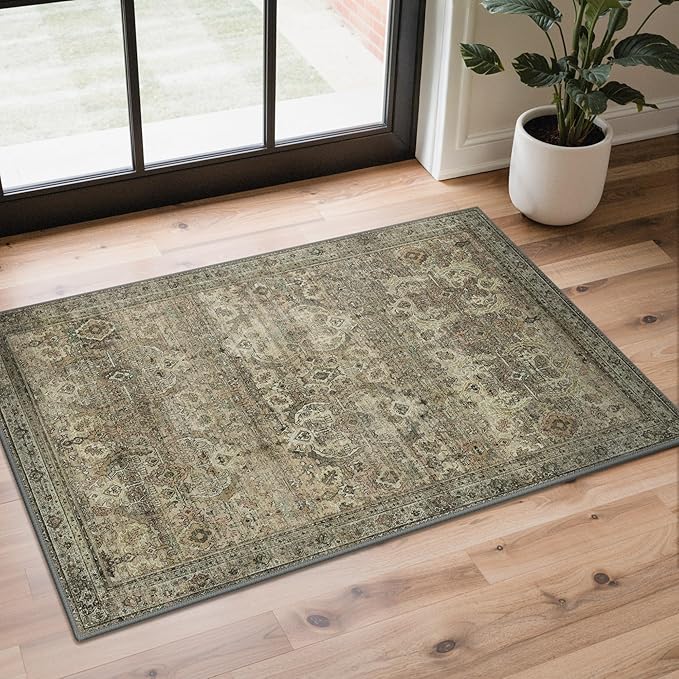 GENIMO 2x3 Area Rugs for Living Room, Machine Washable Non Slip Vintage Rugs by GENIMO
