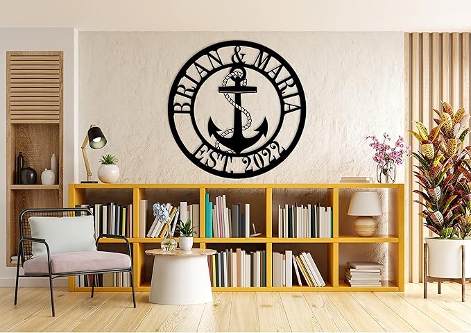 Personalized Nautical Decor, Custom Metal Sign, Anchor Family Name Sign - Image 3