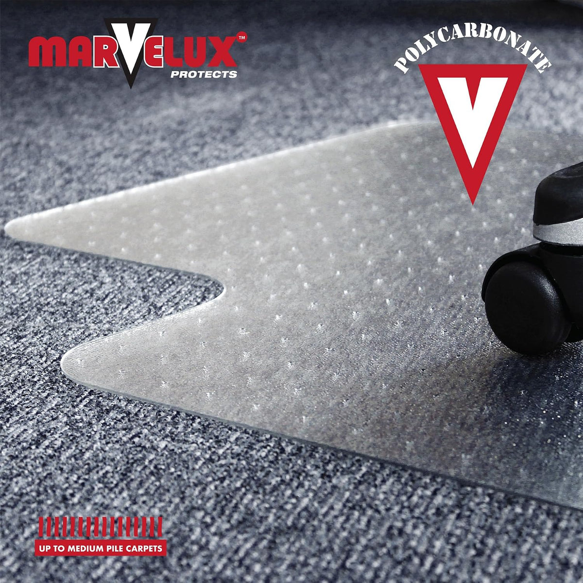 Marvelux Polycarbonate Office Chair Mat for Medium Pile Carpets, 48" x 5...