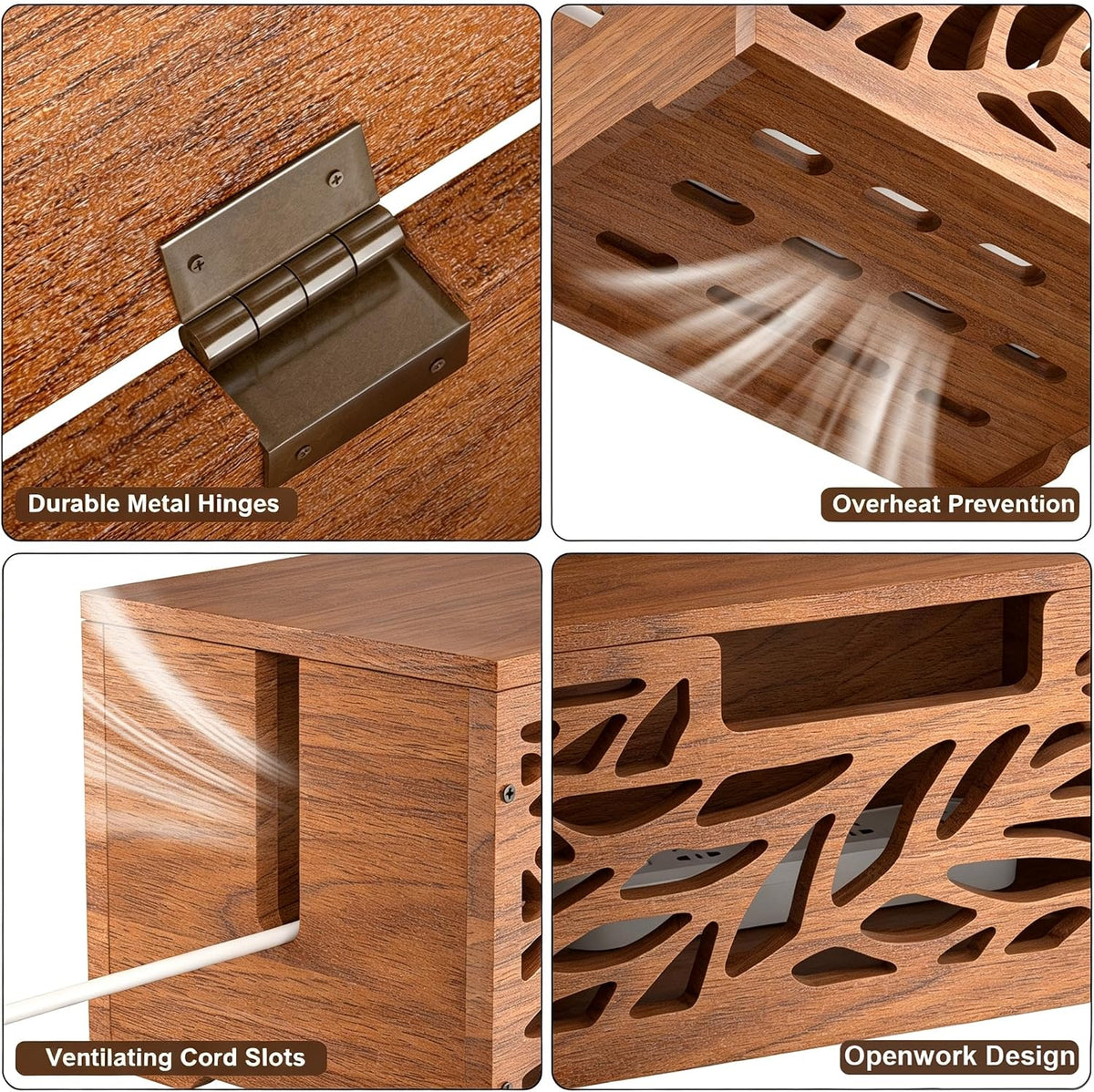 Wooden Cable Management Box, Large Cord Hider Box, Cord Box