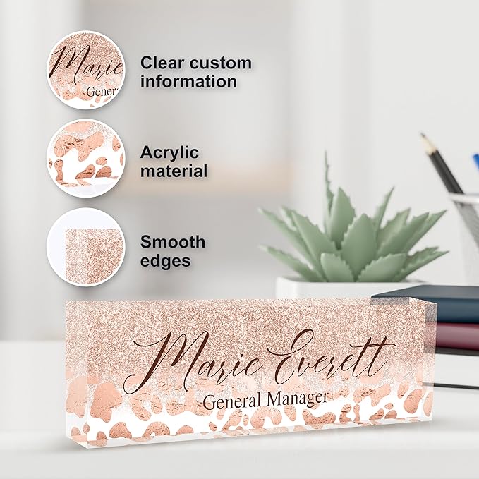 Personalized Name Plate for Desks, Custom Desk Name Plates, Acrylic Name Plate - Image 3