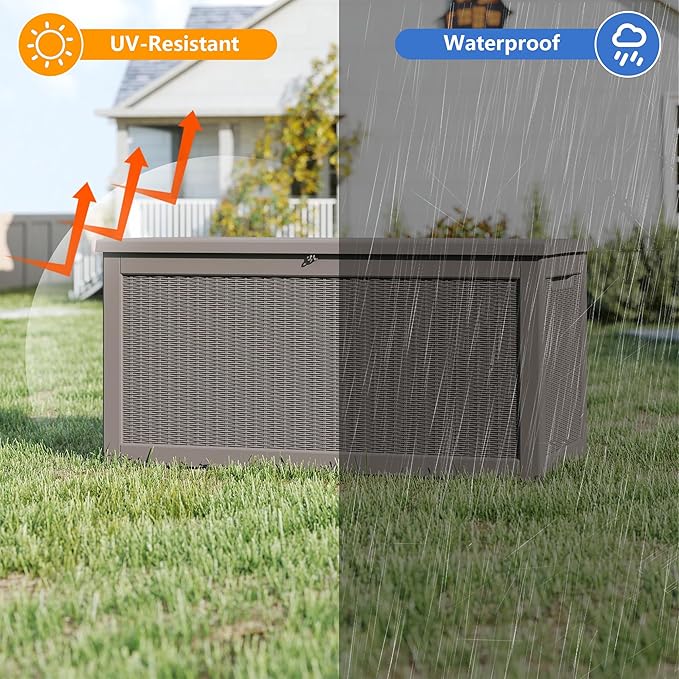 Yardgrace 320 Gallon Outdoor Storage Box Waterproof, Resin Deck Boxes - Image 2