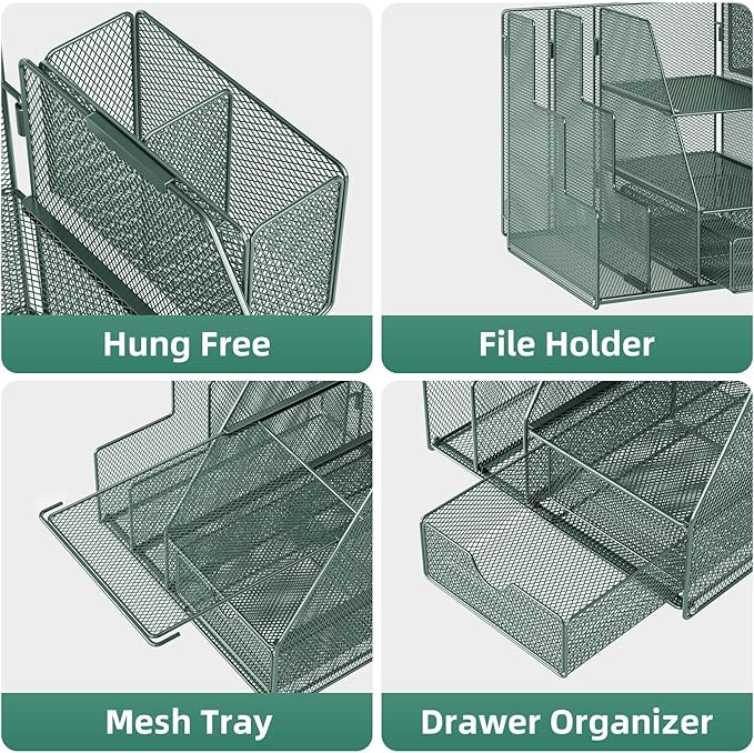 Marbrasse Desk Organizer and Accessories, 3-Tier File Organizer - Image 4