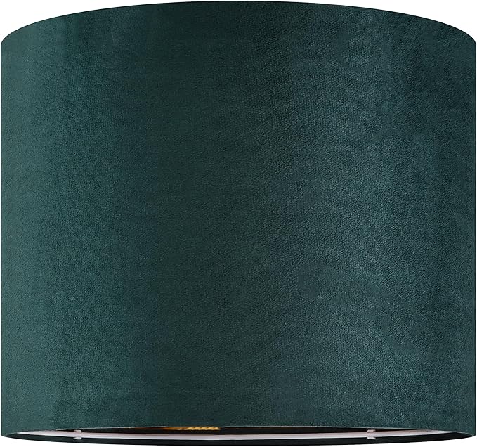 Green Velvet Lampshades Set of 2 Medium Drum Lamp Shade 13" Top x 13" Bottom x - Image 5