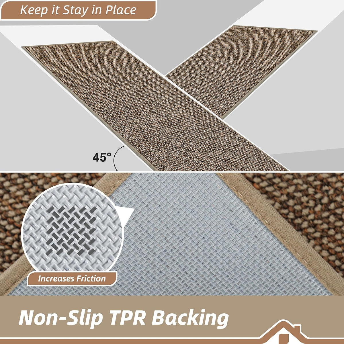 beqhause hallway runner rugs 2x6, hallway rug non-slip, side view