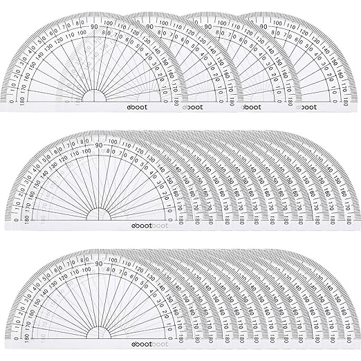 eBoot 28 Pack Clear 180 Degree Plastic Protractors by eBoot