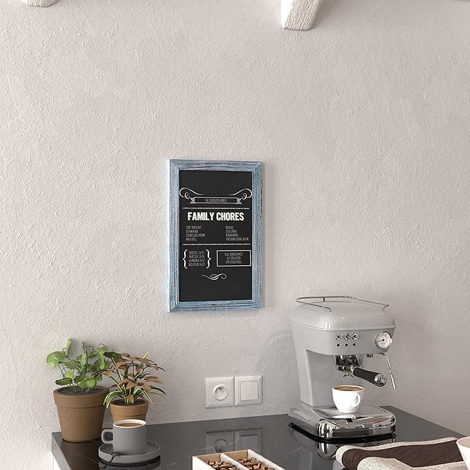 HBCY Creations 11" x 17" Rustic Blue Solid Wood Frame Wall Chalkboard, Magnetic - Image 6