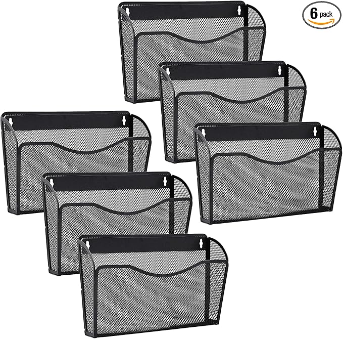 Gawerk 6 Pack Wall File Organizer, Mesh Hanging Metal Vertical Wall Mounted by Gawerk