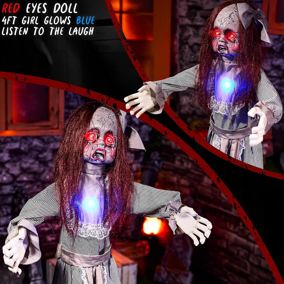 Halloween Animatronics 4ft Creepy Doll Decoration - 48inch Animated Scary Tal...