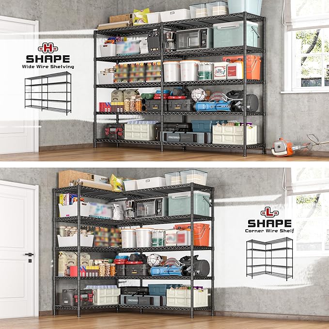 REIBII 72.8" W Storage Shelves Load 1600LBS, 5 Tier Metal Shelving Unit Wire - Image 8