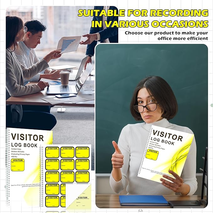 2 Pack Visitor Badges with Carbon Copy Visitor Stickers Letter Size Visitor Log - Image 6