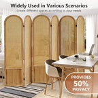 Asnefeli 6 Panels Room Divider, Folding Privacy Screen, Foldable Wood Rattan - Image 2