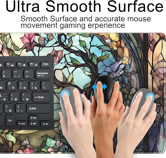 Stained Glass Tree Desk Mat Cartoon Tree Gaming Mouse Pad Large XXL Extended - Image 5