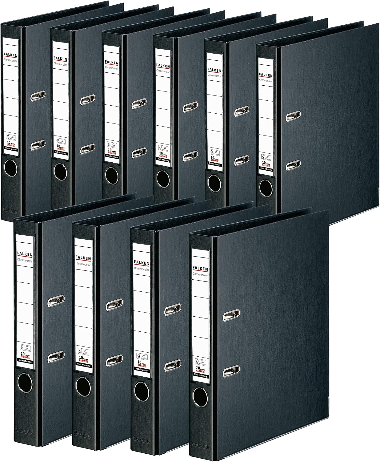 Original Falken Chromocolor Premium Lever Arch Files Made in Germany Plastic Cover Exterior and Inside 5 cm Wide DIN A4 Black Ring Binder File Letter Folder Office Folder Plastic Folder