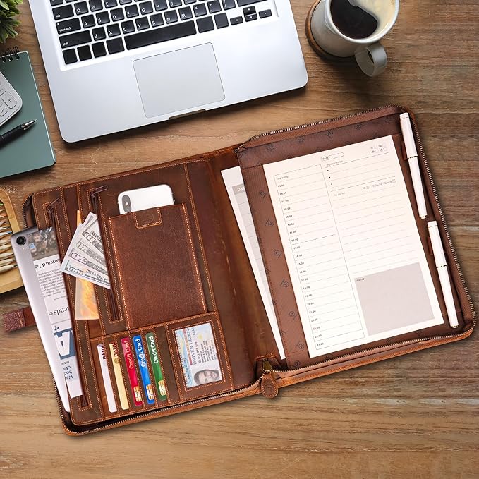 JinRuiKJ Leather Portfolio for Men, Business Portfolio Binder for A4/Pad - Image 2