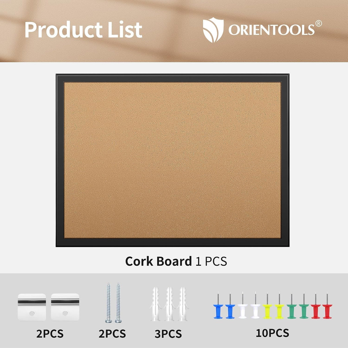 ORIENTOOLS 18x24 Cork Board, Wooden Frame, Hanging Pin for Office School