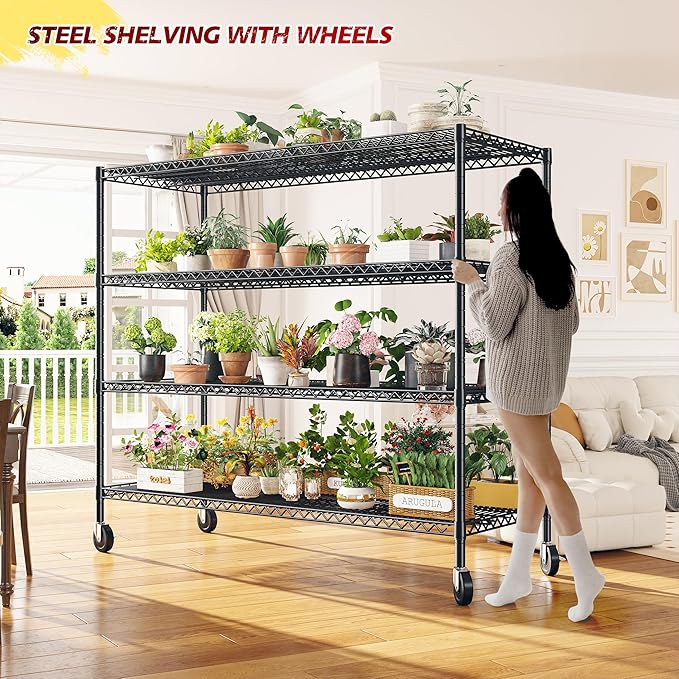 REIBII Set of 2 Storage Shelves Metal Shelving - Image 6