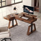 EUREKA ERGONOMIC L Shaped Desk 63", Solid Walnut Wood Top, Executive Standing - Image 5