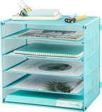 EASEPRES 5 Slot Mesh Desk Organizer Tray, File Paper Letter Folder Holder by EASEPRES