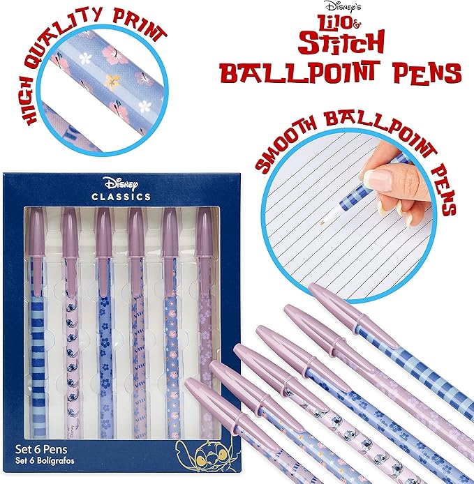 Disney Stitch Stationery Supplies Set Notebook Pencil Case & Ballpoint Pens or - Image 4