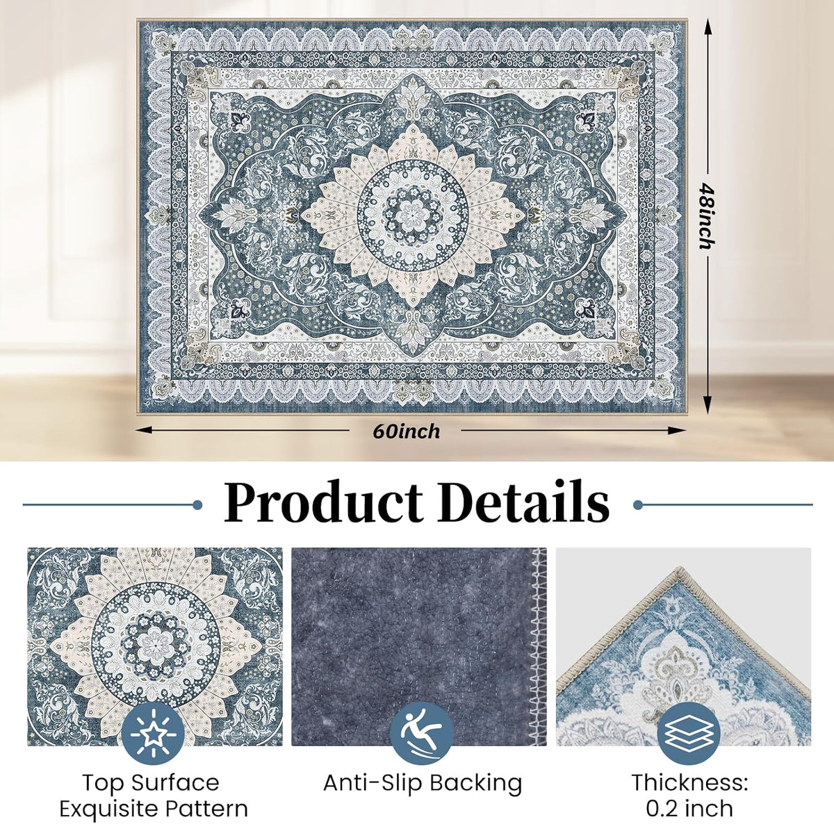 Office Chair Mat for Hardwood Floor & Tile Floor,48"X 60"-Square