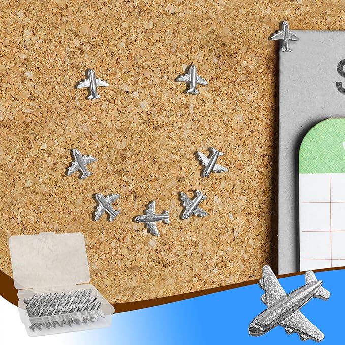 Silver-Tone Airplane Push Pins 30 Pack - Image 4