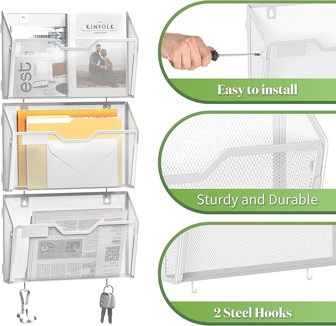 YINGHUA 6 Pack Mesh File Holders Wall Mounted - Image 4