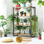 HCHQHS Bookshelf, 4-Tier Industrial Bookcase, Rustic Open Book Shelf, - Image 7
