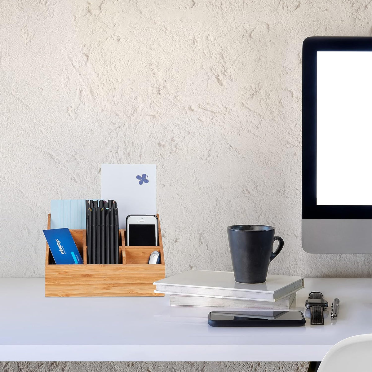Relaxdays Desk Organiser, 6 Compartments for Pens, Notes, Letters, Paperclips...