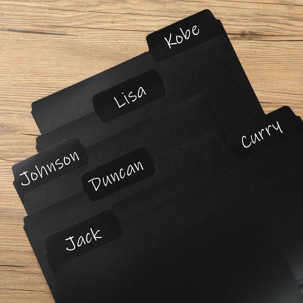 Mr. Pen- Black File Folders Letter Size, 6 Pack | 1/3 Cut Tab & Expandable Design, 24 pcs of Labels, File Folders Black