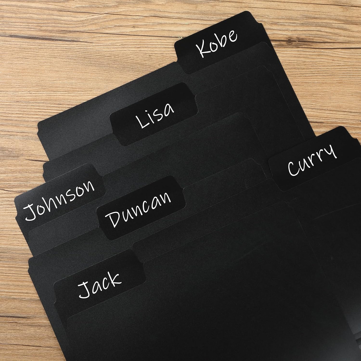 Mr. Pen- Black File Folders Letter Size, 6 Pack | 1/3 Cut Tab & Expandable Design, 24 pcs of Labels, File Folders Black