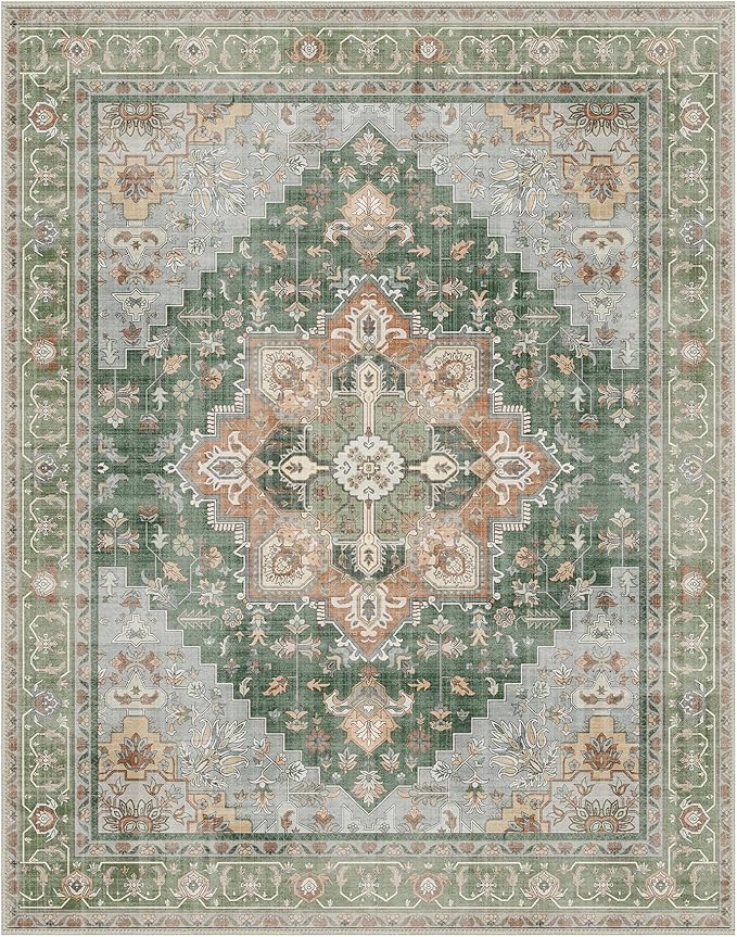 GENIMO 8x10 Area Rugs for Living Room, Machine Washable Non Slip Vintage Rugs - Image 7