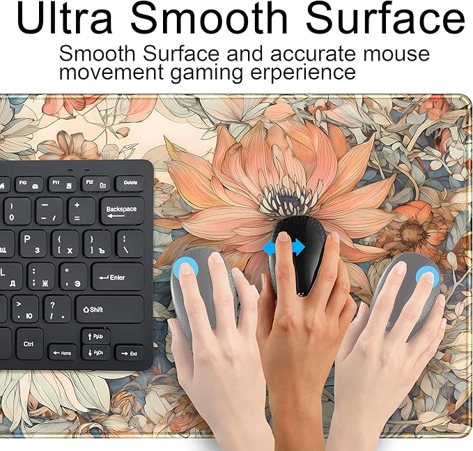 Retro Japanese Floral Mouse Pad Boho Desk Mat Aesthetic Flower Desk Matt - Image 5