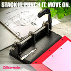 officemate 3 hole punch - 32 sheet capacity, side view