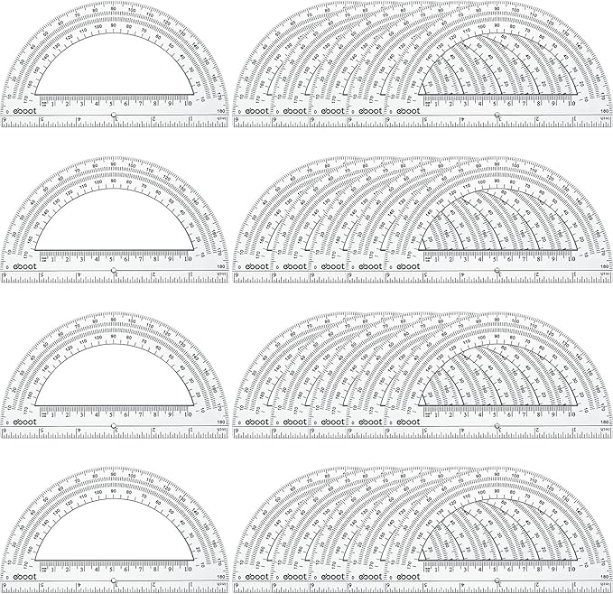 EBOOT 24 Pack Plastic Protractors Math Protractor 180 Degrees 6 Inch by eBoot