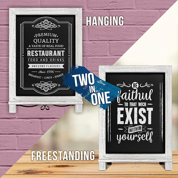 Rustic Whitewash Tabletop Chalkboard Sign/Hanging Magnetic Wall - Image 4