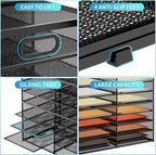 Marbrasse 8 Tier Desktop Literature Organizer, Mesh Paper Organizer Desk - Image 5