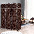 HOMCOM Room Divider, 4 Panel Folding Privacy Screen, 6FT Tall Portable Wicker - Image 2