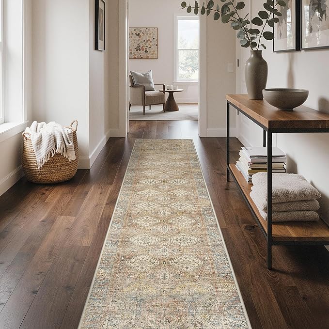 GENIMO Runner Rug 2x10 Non Slip Machine Washable Hallway Runner Vintage Rug by GENIMO