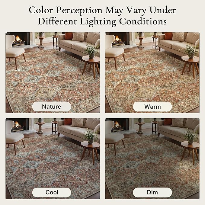 GENIMO 3x5 Area Rugs for Living Room, Machine Washable Non Slip Rugs, Low Pile - Image 8