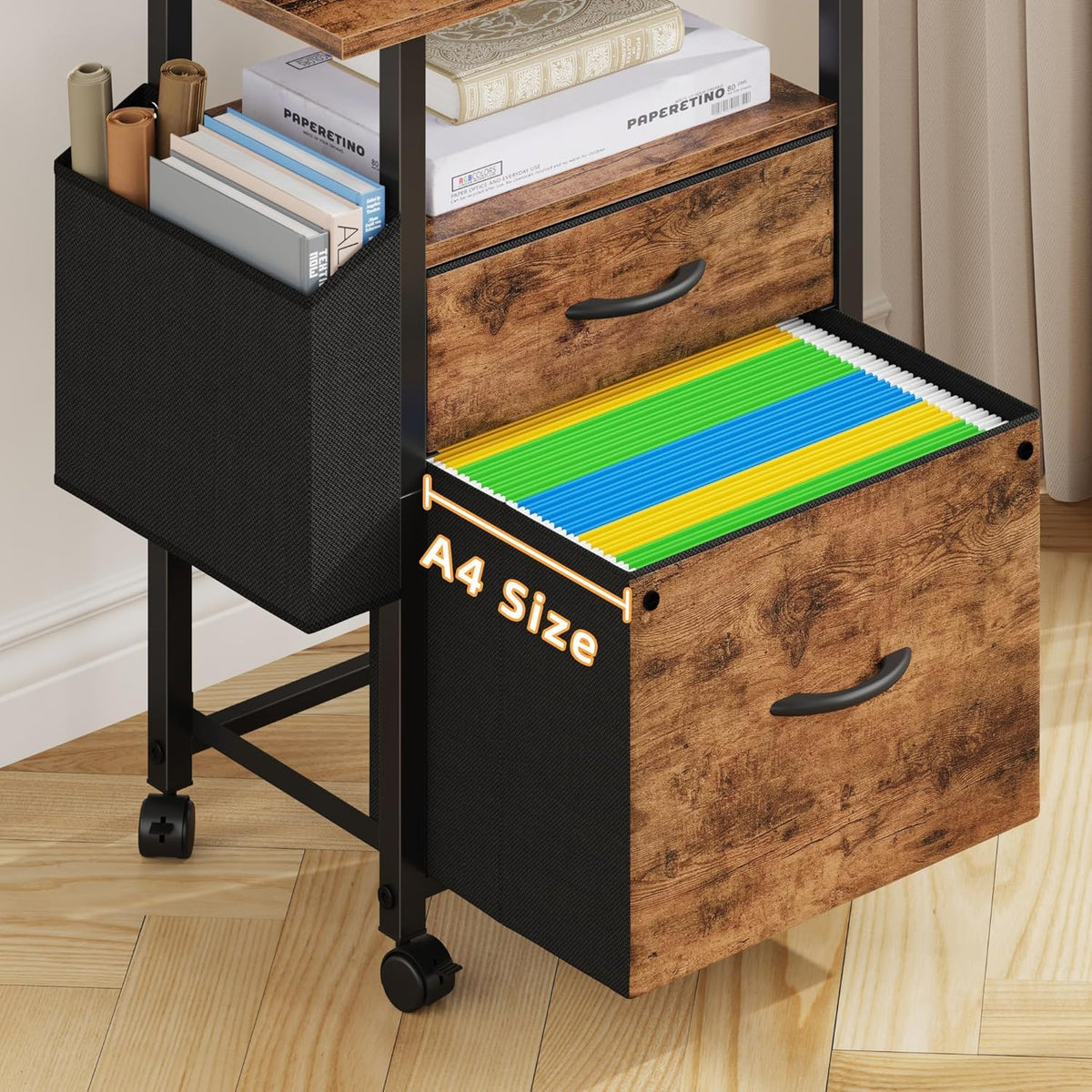 GYIIYUO 2 Drawer File Cabinet 24''W, Mobile Filing Cabinet, Printer S...