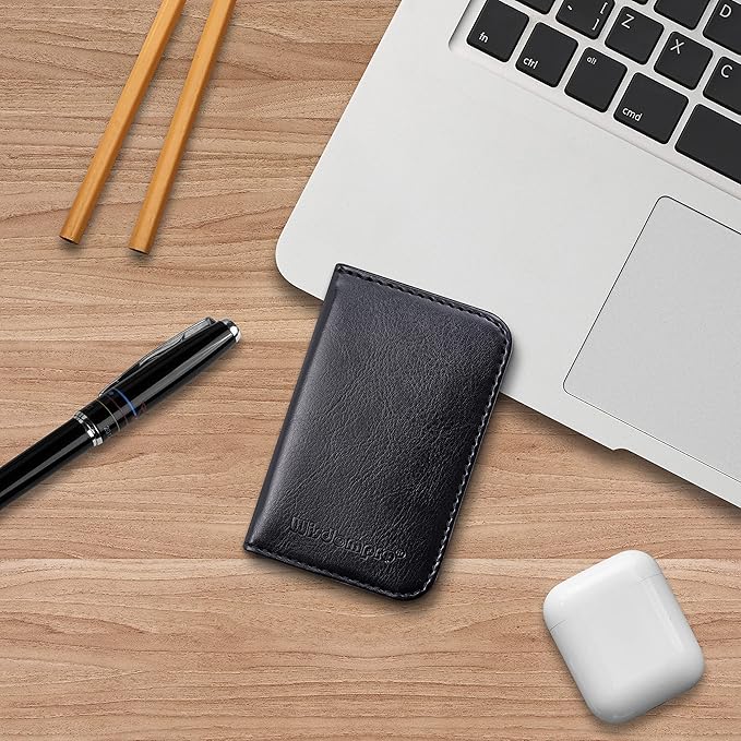 Wisdompro Business Card Holder, 2-Sided PU Leather Folio Name Card Holder - Image 7