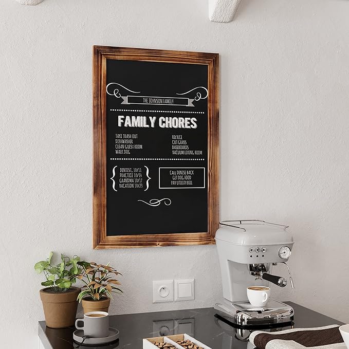 HBCY Creations 20" X 30" Torched Brown Solid Wood Frame Wall Chalkboard - Image 6