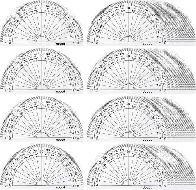 EBOOT 25 Pcs Math Protractors Plastic Protractor 180 Degrees, 4 Inches by eBoot