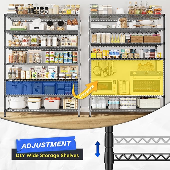 82.6H Metal Shelving Unit 7 Tier Storage Shelves Adjustable Wire Shelving Metal - Image 5