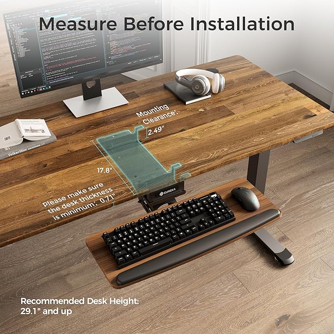 EUREKA ERGONOMIC Keyboard Tray Height Adjustable, Swivel Tilt Computer Keyboard - Image 3