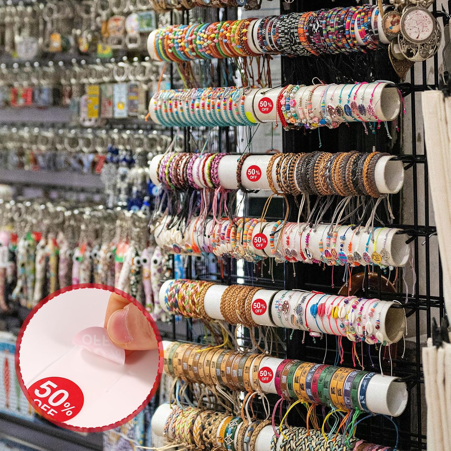 1000pcs 50 Percent Off Stickers, 1 Inch Round Self Adhesive 50 Percent Off Discount Stickers Practical Promotion Price Labels Store Promotion Signs for Supermarkets Shops (Red) | Self Adhesive 50 Percent Off Practical Promotion Price Labels Store