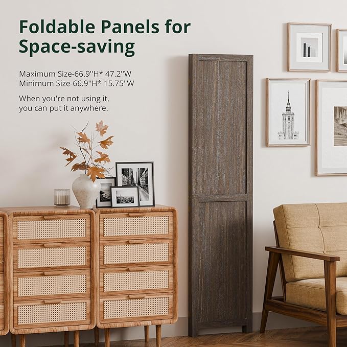 Cozy Castle Wood Room Divider, 3 Panels Folding Privacy Screen, 66.9'' Wall - Image 4